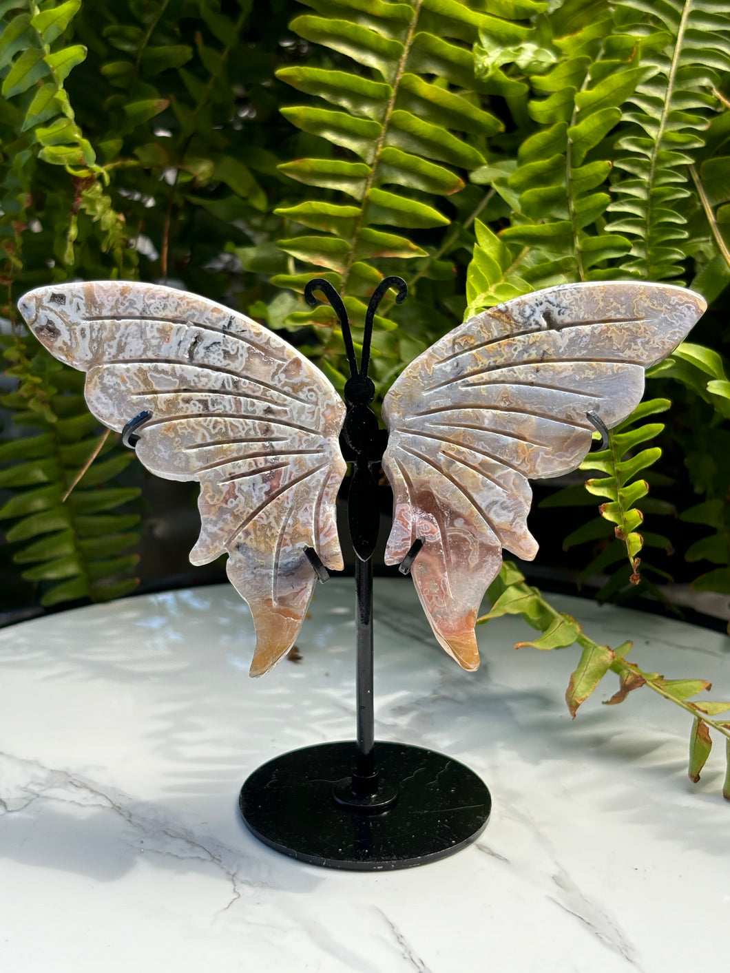 Pink Moss agate butterfly wings