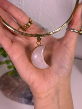 Load image into Gallery viewer, Rose Quartz moon necklace
