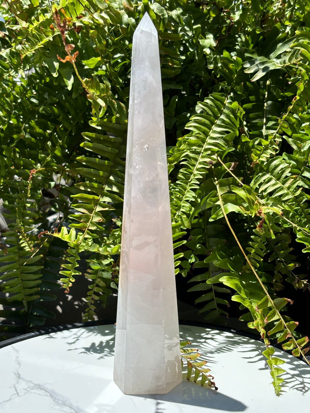 Large Rose Quartz tower w/ dendritic inclusion