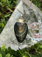 Load image into Gallery viewer, Large rainbow obsidian flower pendant
