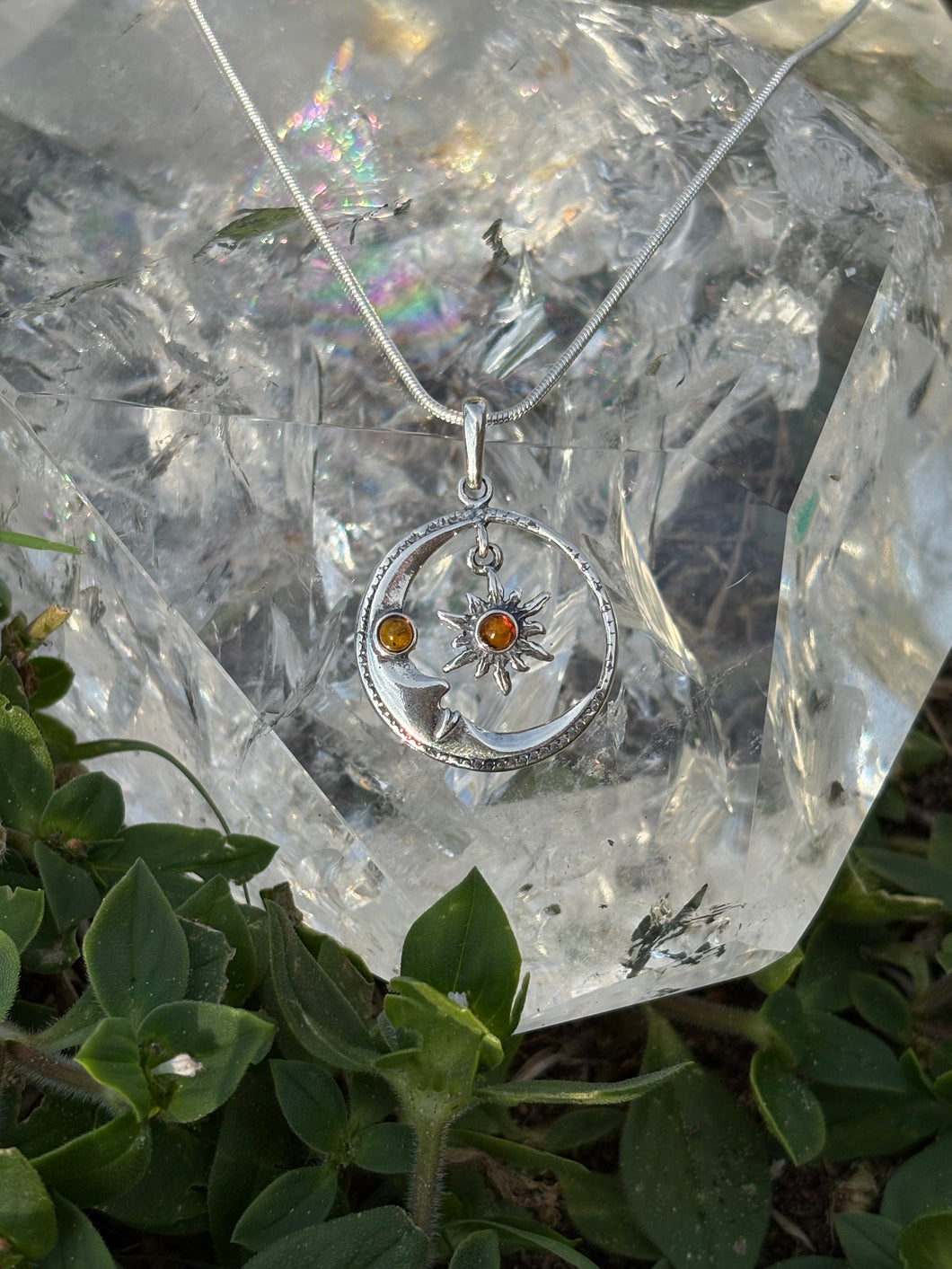 Amber moon and dangling star