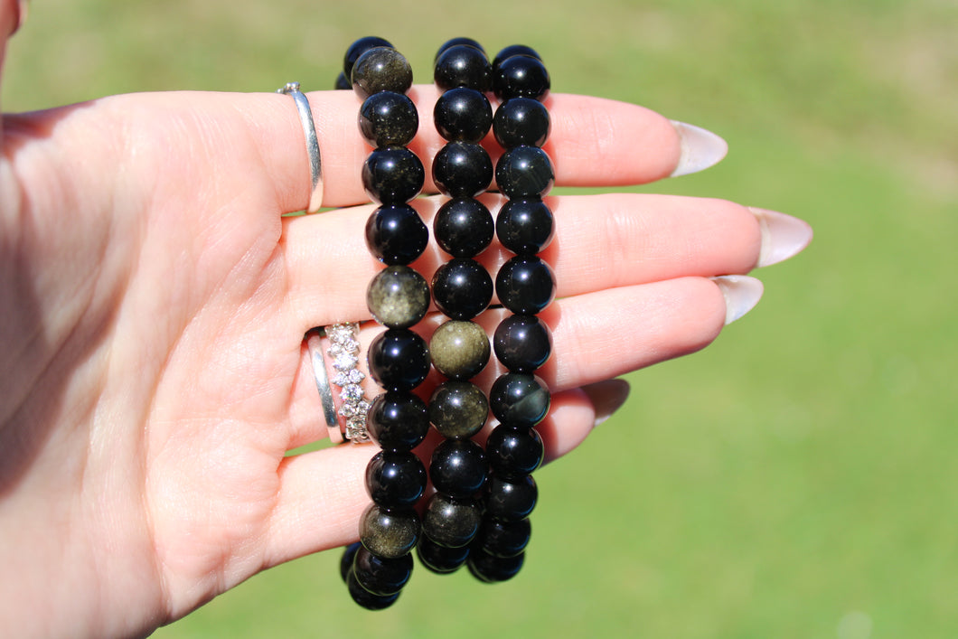 Gold Sheen obsidian bracelet