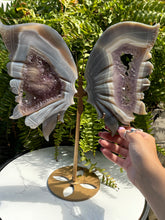 Load image into Gallery viewer, Agate &amp; Amethyst butterfly wing statement piece
