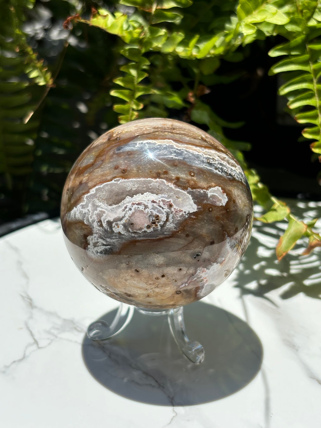 Sea Jasper sphere w/ druzy