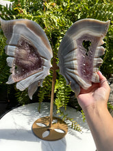 Load image into Gallery viewer, Agate &amp; Amethyst butterfly wing statement piece
