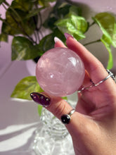 Load image into Gallery viewer, (Bubblegum i) Rose Quartz sphere w/star
