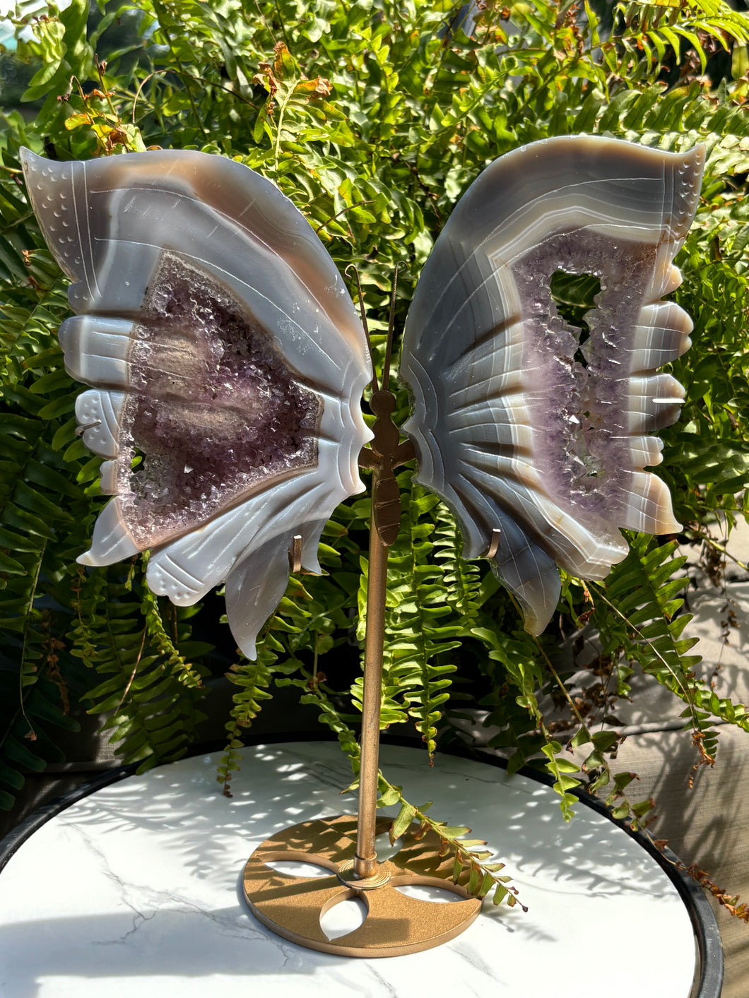 Agate & Amethyst butterfly wing statement piece