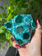 Load image into Gallery viewer, Chrysocolla freeform on stand
