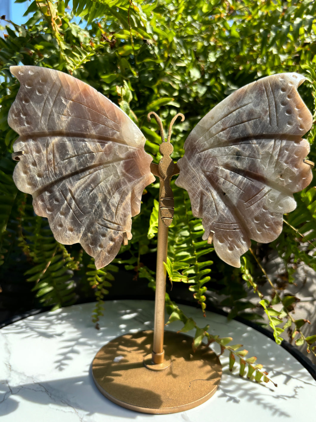 Moonstone butterfly wings statement piece