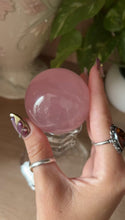 Load and play video in Gallery viewer, (Bubblegum J) Rose Quartz sphere w/star
