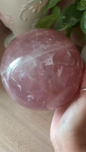 Load and play video in Gallery viewer, (H 4.15lbs Rose Petal Jelly) Rose Quartz sphere w/star
