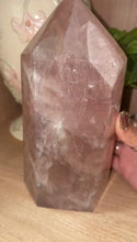 Load and play video in Gallery viewer, (H 4.3lbs Antique Rose) Rose Quartz tower w/flash
