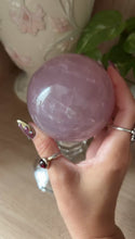 Load and play video in Gallery viewer, (Lavender jelly F) Rose Quartz sphere w/star

