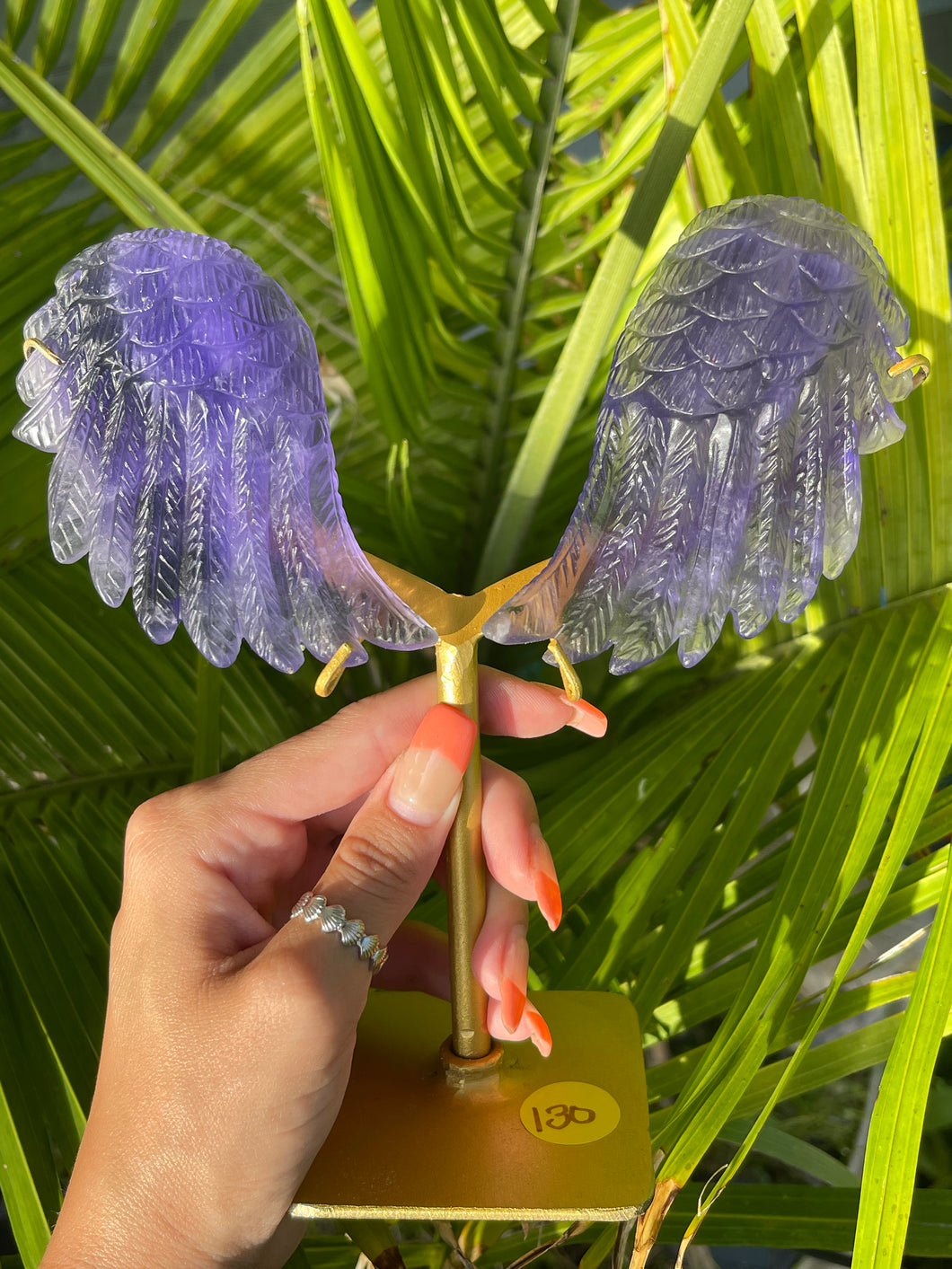 Purple Fluorite wings with stand