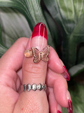 Load image into Gallery viewer, 925s in rose gold butterfly opal ring adjustable
